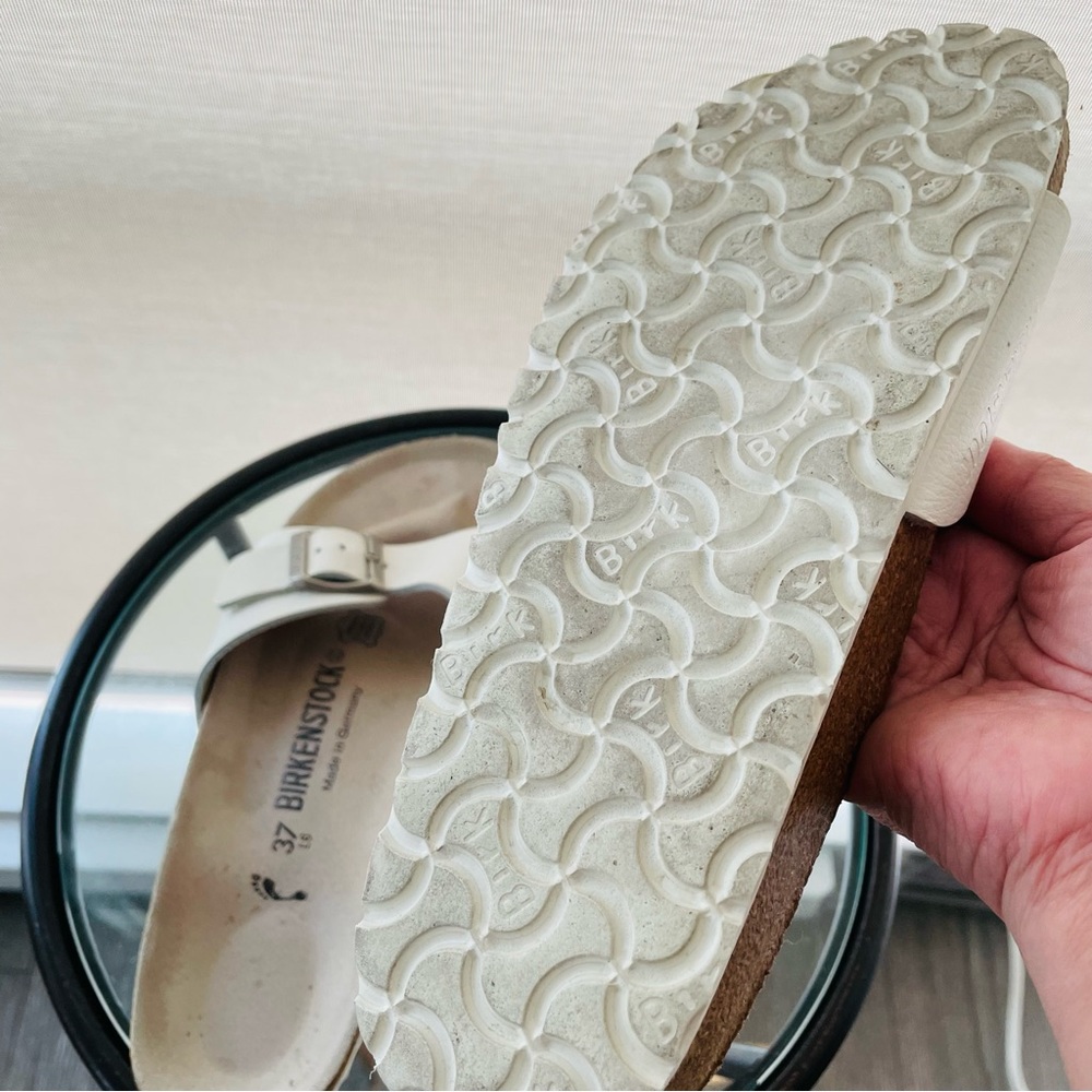 GUC Birkenstock Madrid leather sandals in white/cream. Size 37 (slim fitting) - Picture 9 of 10